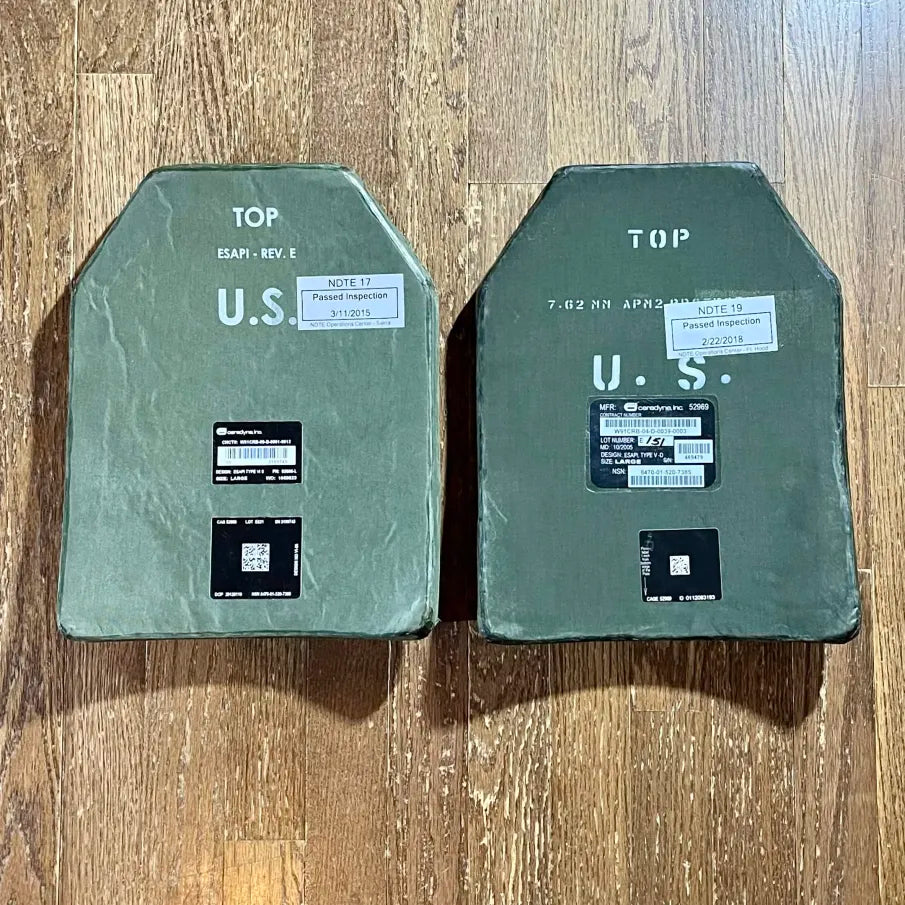 Enhanced Small Arms Protective Insert (ESAPI) Plate Set (Pair) – Size Large – Ceradyne – NSN 8470-01-520-7385