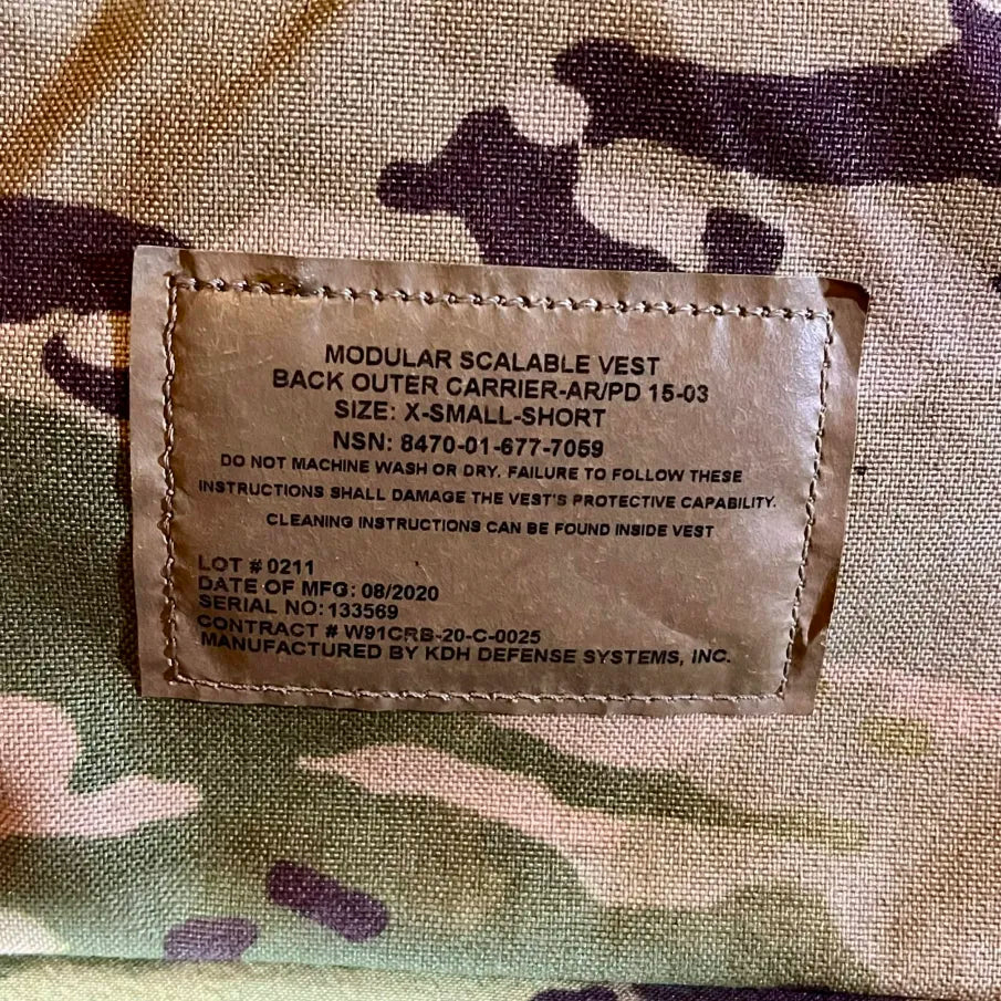 Modular Scalable Vest (MSV) – Outer Carrier Configuration – XSmall-Short